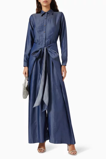 Overlay Tie-up Jumpsuit