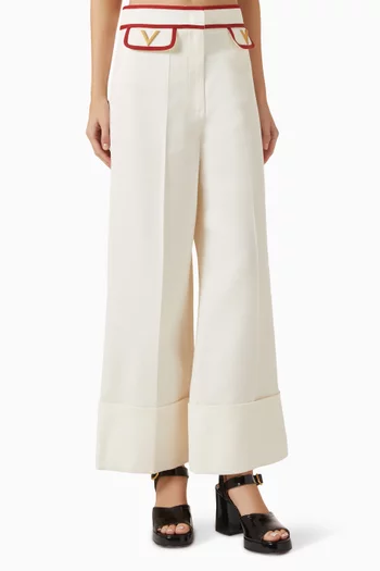 V-detail Wide-leg Pants in Crepe Couture