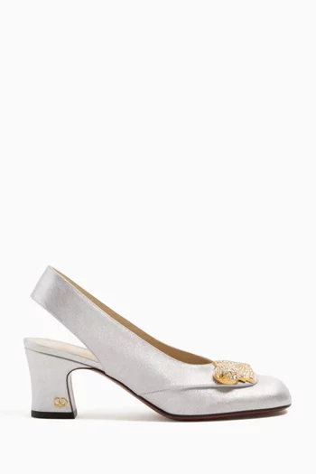 Adamantine 60 Slingback Pumps in Laminated Fabric