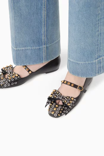Bowow Mary Jane Ballerina Flats in Kidskin