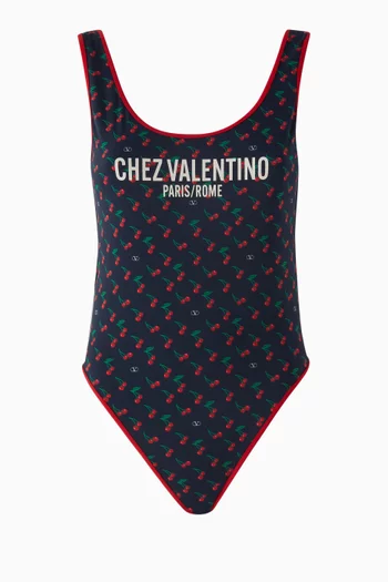 Cherryfic-print One-piece Swimsuit in Lycra
