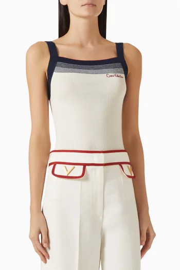 بلوزة مطرزة بشعار Chez Valentino‏ صوف