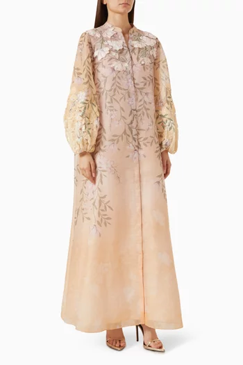Serene 3D Floral Applique Dress in Organza