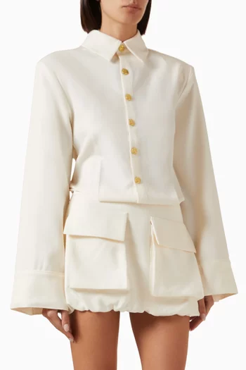 فستان كارغو قصير بنمط قميص