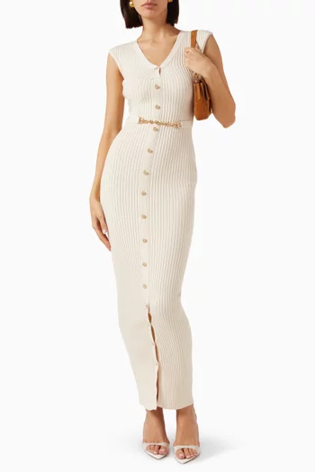 Helene Belted Maxi Dress in Viscose-blend Knit