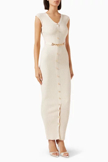 Helene Belted Maxi Dress in Viscose-blend Knit