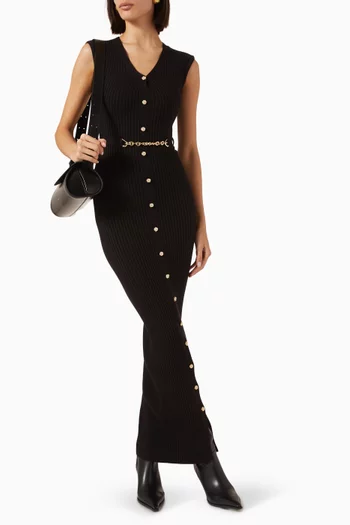 Helene Belted Maxi Dress in Viscose-blend Knit