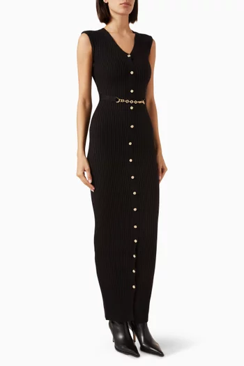Helene Belted Maxi Dress in Viscose-blend Knit