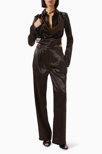 Cowl-front Shirt in Satin