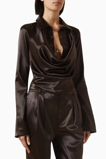 Cowl-front Shirt in Satin