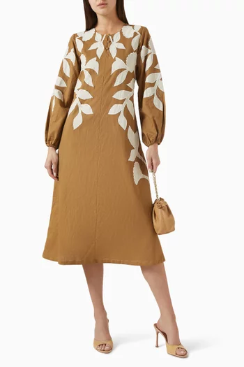 Patchwork Shirt Midi Dress in Linen