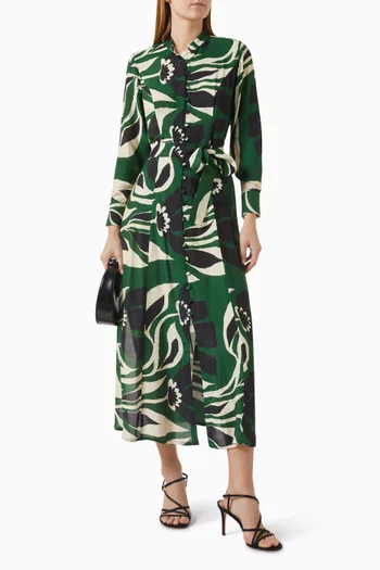 Belted Shirt Midi Dress in Muslin