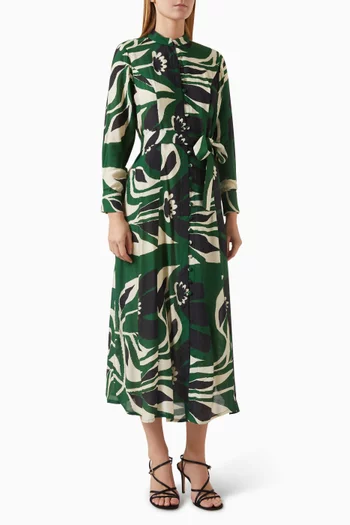 Belted Shirt Midi Dress in Muslin