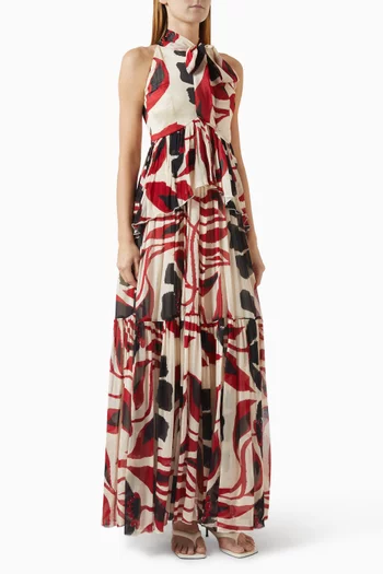 Printed Tiered Maxi Dress in Chiffon