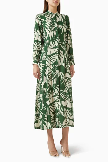 Tropical Shirt Midi Dress in Muslin