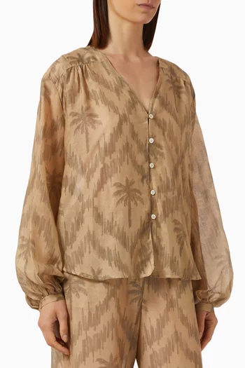 Monterey Printed Shirt in Cotton-silk