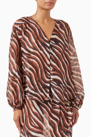 Monterey Printed Shirt in Cotton-silk