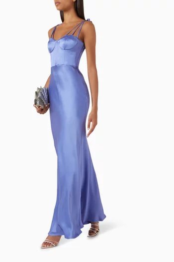 Occhione Maxi Dress in Viscose Satin