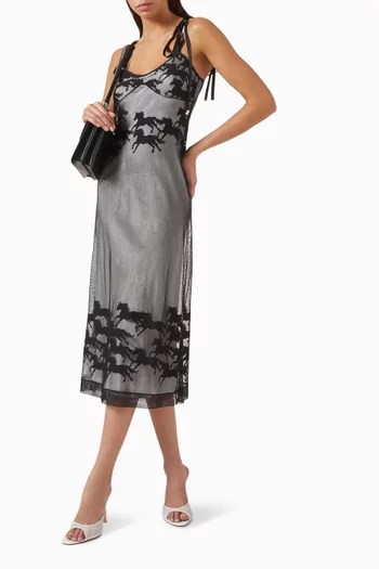 x Patrick McDowell Sheer Midi Dress in Mesh