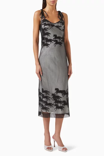 x Patrick McDowell Sheer Midi Dress in Mesh