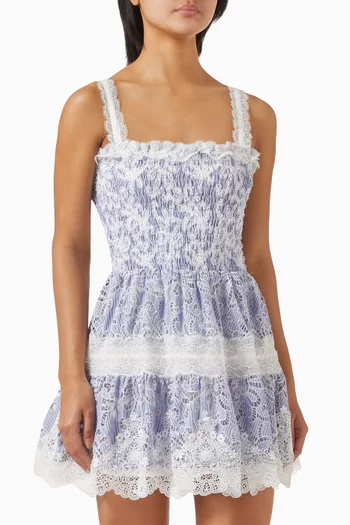 Aerin Embroidered Mini Dress in Cotton