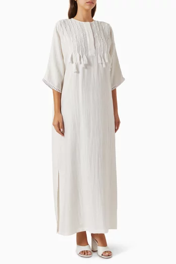 Ruffled Maxi Dress in Linen