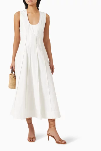 Flared Midi Dress in Cotton Poplin