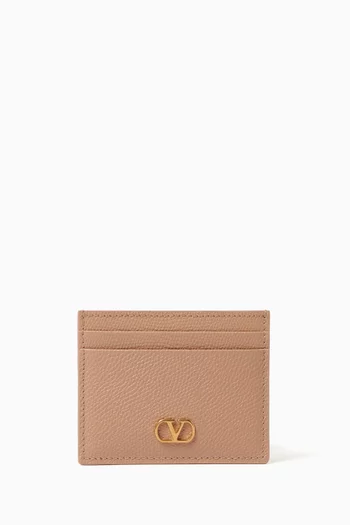 Vlogo Card Holder in Grained Leather