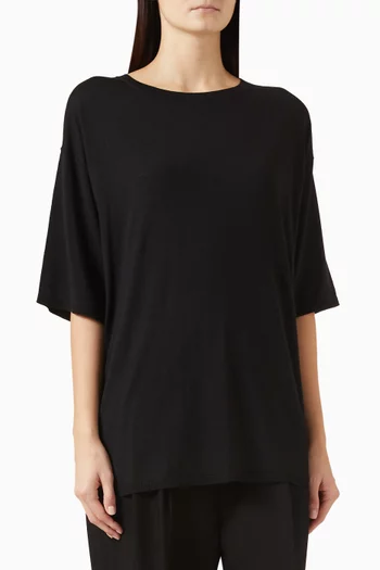 Longline Oversized T-shirt in Wool-knit