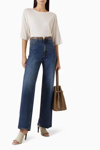 تي شيرت بقصة فضفاضة طويلة نسيج صوف