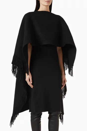 Fringe Poncho in Wool Blend