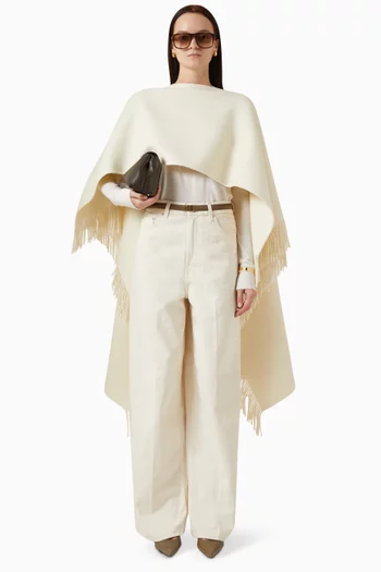 Fringe Poncho in Wool Blend
