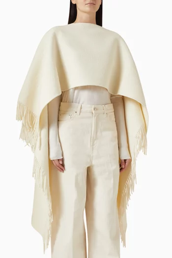 Fringe Poncho in Wool Blend