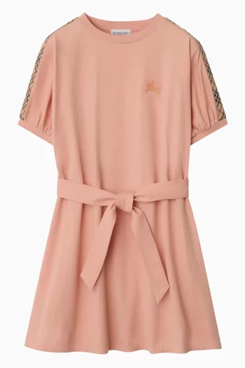 Equestrian Knight Check-tape Dress in Cotton