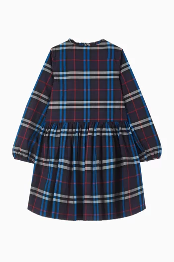 Check Smocked Dress in Cotton-poplin