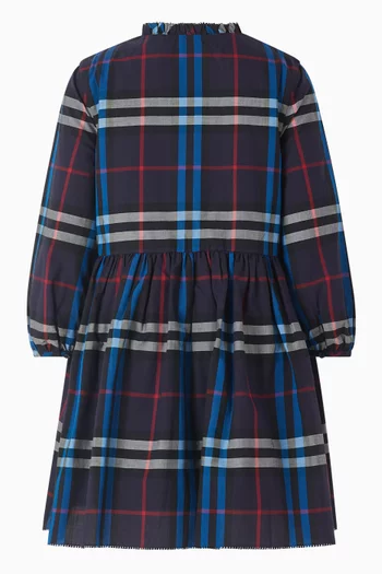 Check Smocked Dress in Cotton-poplin