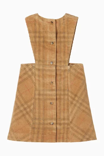 Check Pinafore Dress in Corduroy
