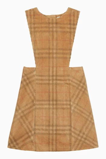 Check Pinafore Dress in Corduroy