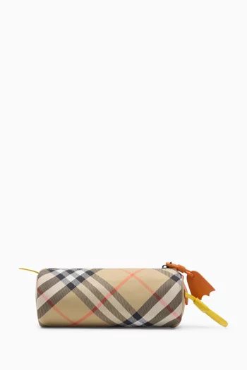 Duck Check Pencil Case in Canvas