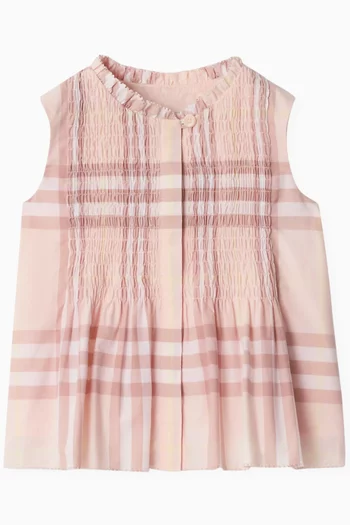 Sleeveless Check Blouse in Cotton