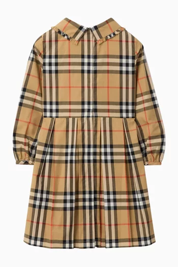 Check Smocked Dress in Cotton-poplin