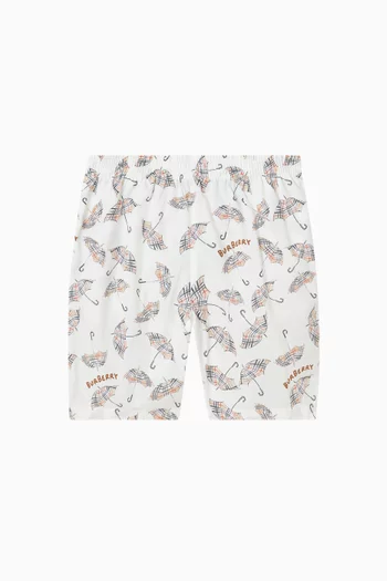 شورت بنقشة مربعات ومظلات قطن