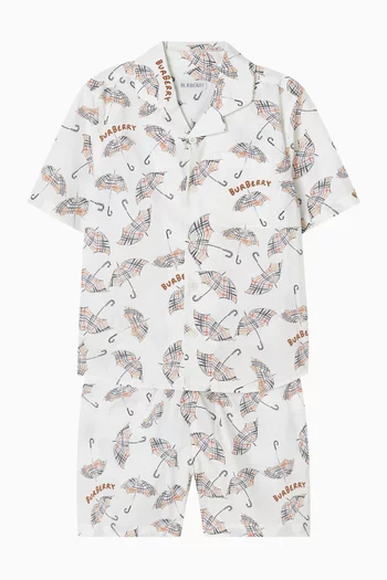 شورت بنقشة مربعات ومظلات قطن