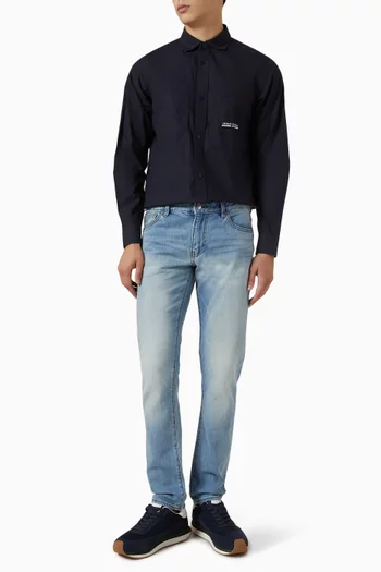 Logo Patch Shirt in Cotton Poplin