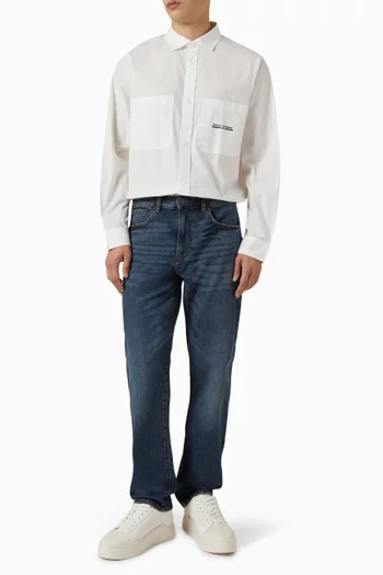Logo Patch Shirt in Cotton Poplin