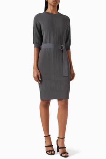 Belted Midi Dress in Viscose-blend