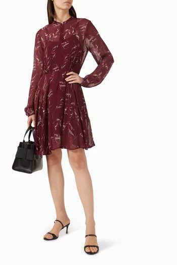 Foliage-print Midi Dress in Chiffon
