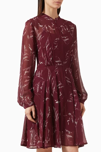 Foliage-print Midi Dress in Chiffon