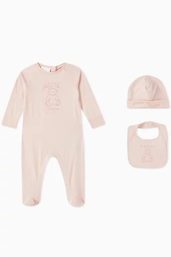 Bear-print Sleepsuit Set