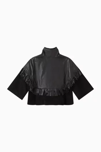Fringed Cape Jacket in Leather